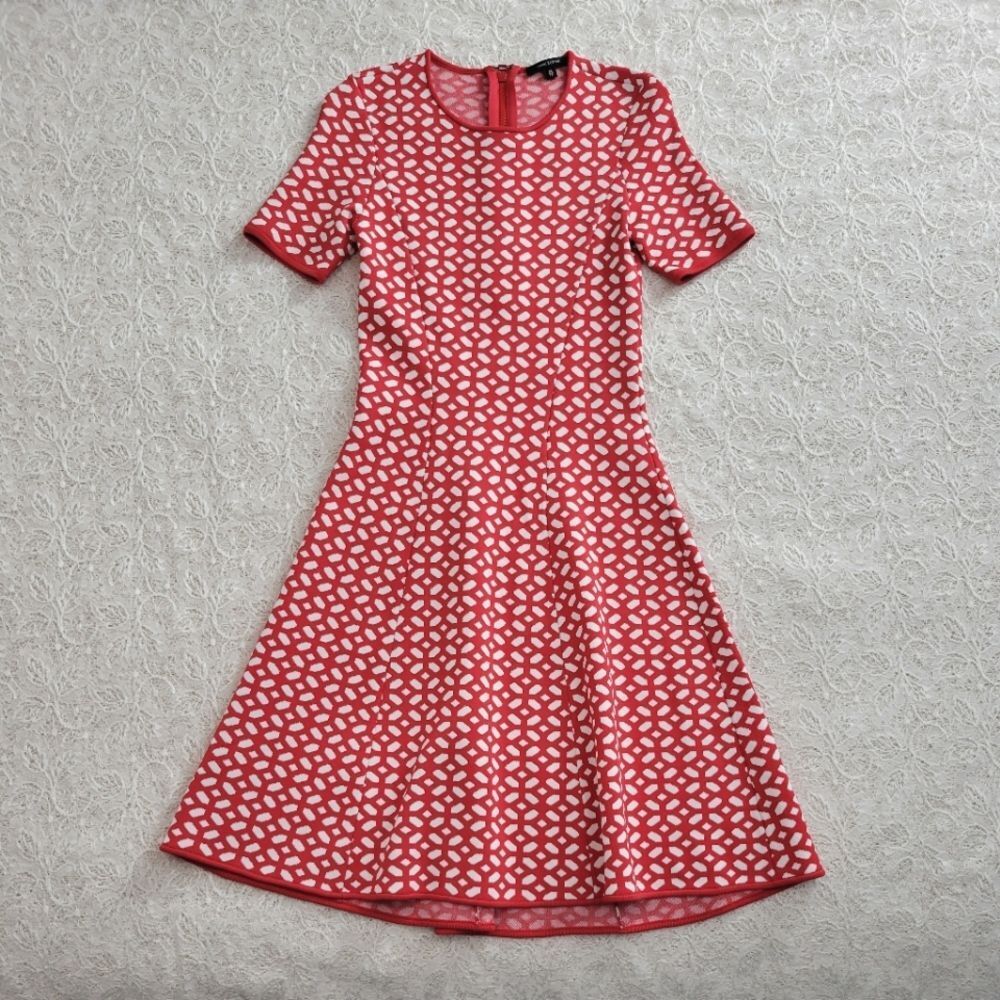 Pink Tartan Knit Dress Geometric XS